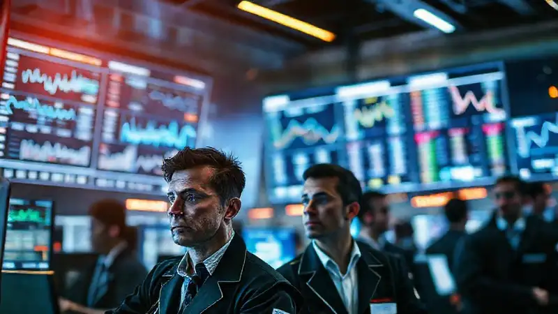 Traders analizan datos en un futuro tecnológico