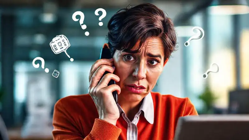 Cliente frustrado, facturas confusas y oficina moderna