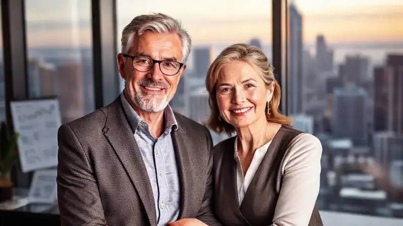 Pareja adulta planifica su futuro financiero