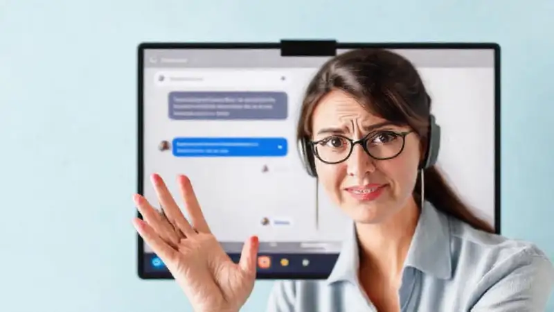 Una mujer amigable ofrece soporte online claro
