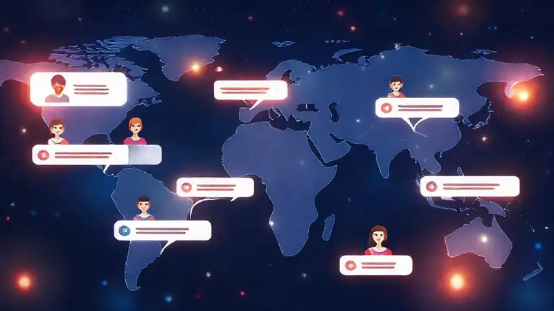 Un chat global futurista y colorido