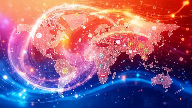 Dinero digital global se visualiza futurista