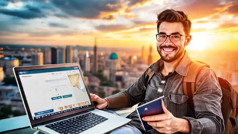 Un nómada digital seguro viaja globalmente