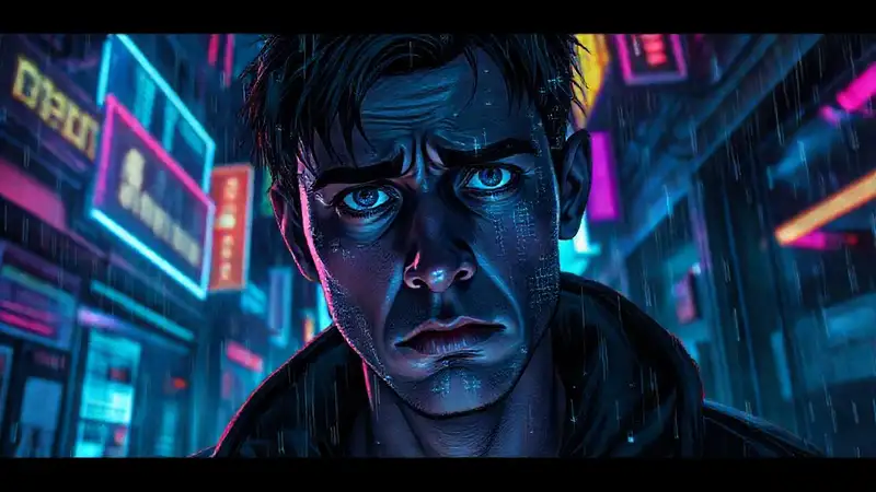 Ciudad cyberpunk: corrupción digital y angustia