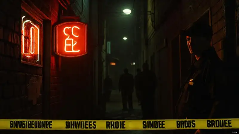 Una escena criminal sombría se desarrolla