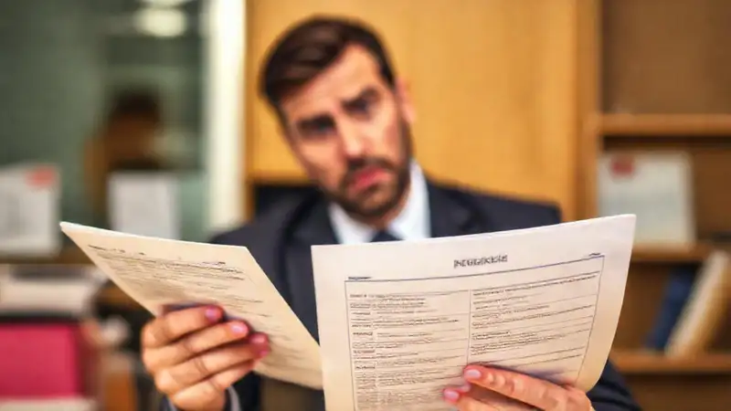 El trabajador confuso gestiona documentos legales