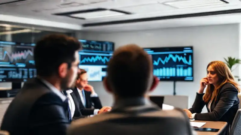 Reunión corporativa: estrés y datos