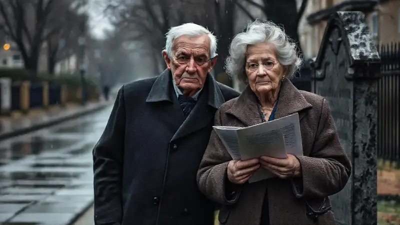 Un anciano pareja lamenta su pérdida