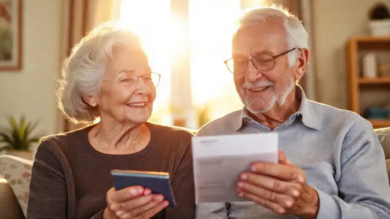 Una pareja anciana planea jubilación tranquila