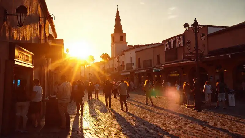 La hora dorada ilumina la plaza española