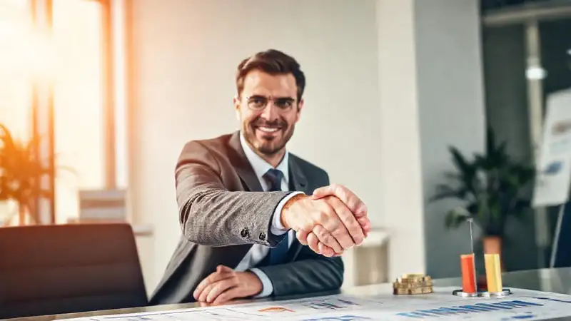 Un empresario seguro cierra un trato