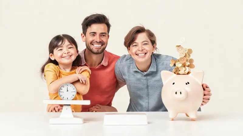 Familia feliz, libertad financiera y esperanza