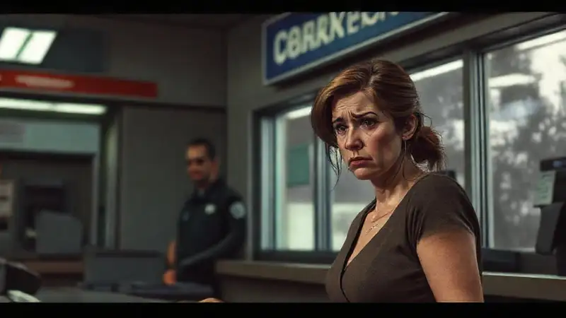 Mujer frustrada en el banco