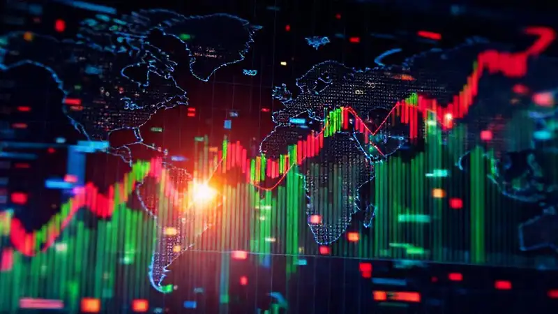 Gráficos financieros digitales, urgentes y complejos