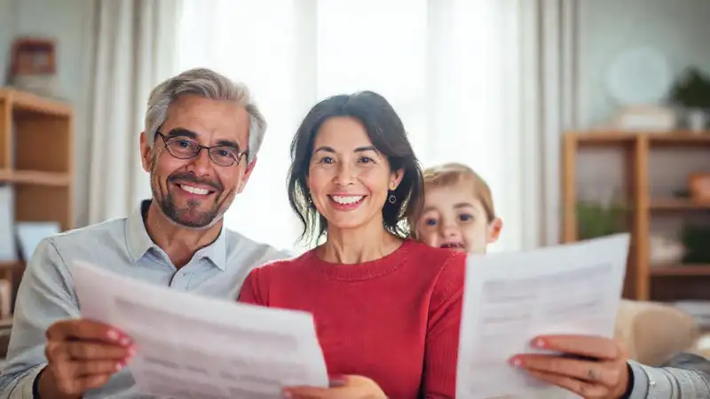 Una familia esperanzadora en un despacho suave