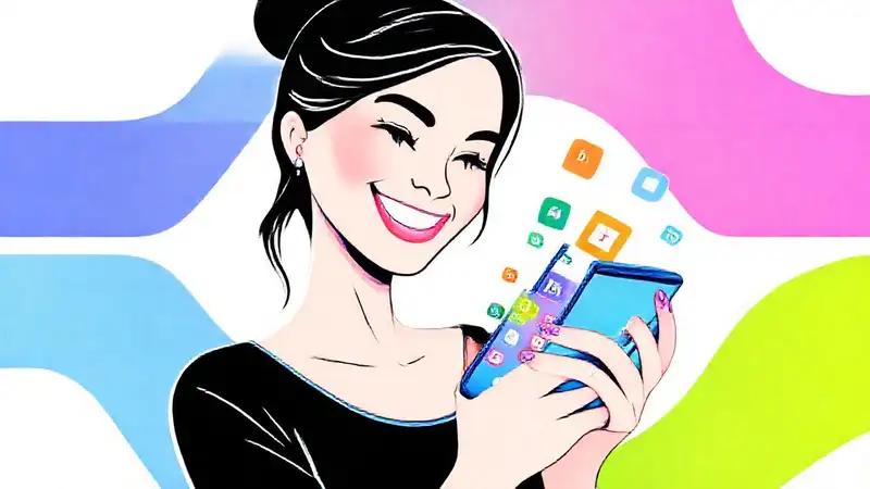 Mujer sonriente usa una app digital