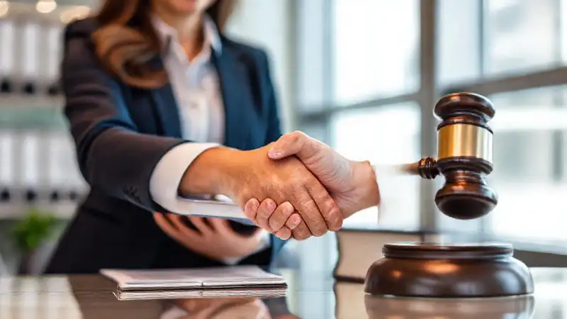Una abogada segura firma documentos legales