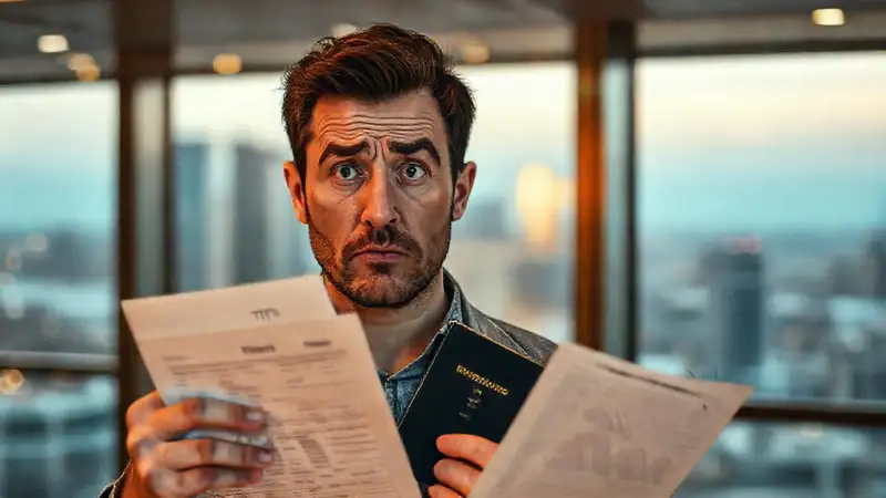 Un hombre preocupado enfrenta problemas fiscales