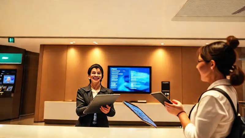 El banco moderno ofrece un ambiente acogedor digital