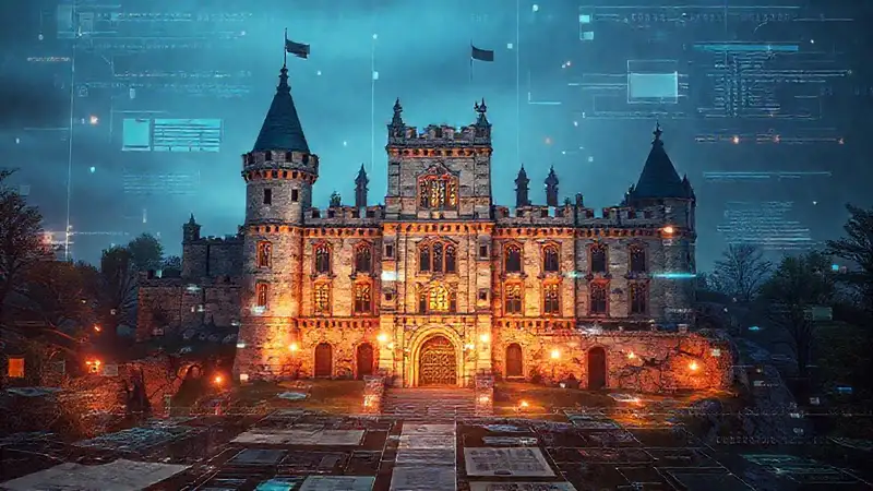 Castillo digital: planificación estratégica y luz cálida
