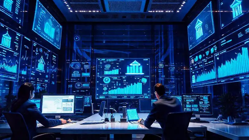 Oficina moderna, análisis digital y negocios serios