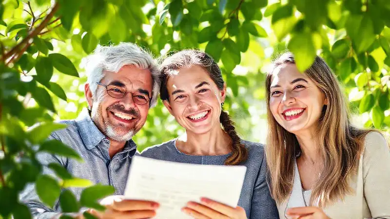 Familia feliz con crecimiento financiero