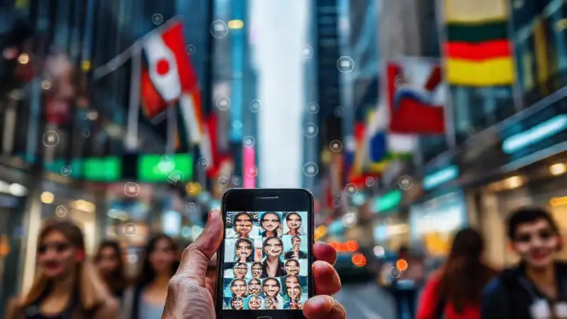 Ciudad moderna: conexión digital y esperanza