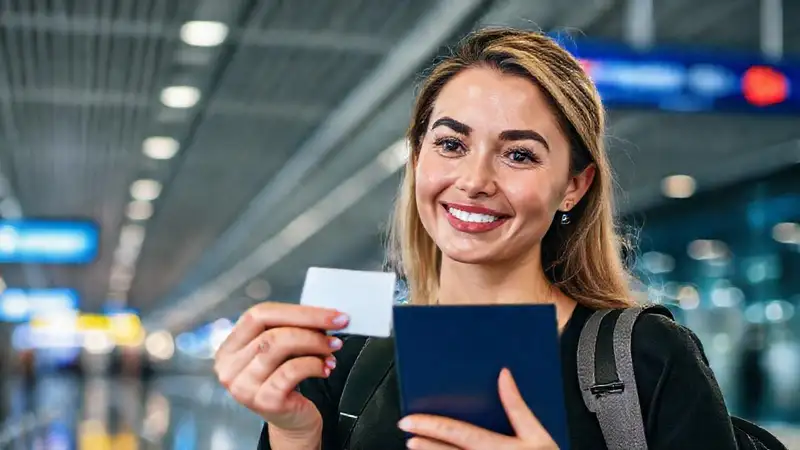 Mujer viaja con seguridad digital