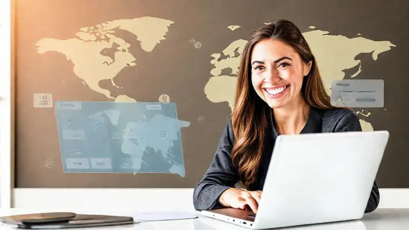 Una mujer sonríe a la banca digital